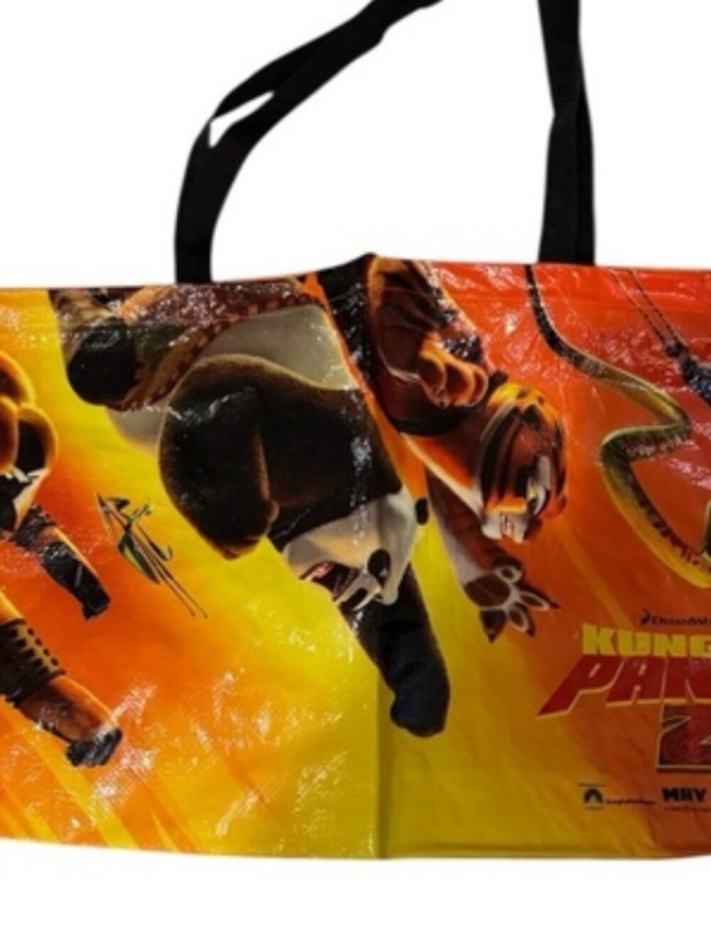 Kung Fu Panda 2 Orange & Yellow Graphic Tote Bag (2) INCLUDED. Reusable 34 X 16.